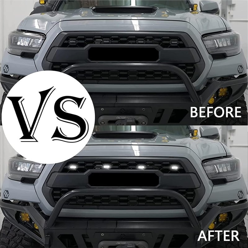 mingjue LED Grill Lights for 2016-2022 Aftermarket Toyota Tacoma TRD PRO Grille with Harness & Fuse(White light with black housing) - Image 5